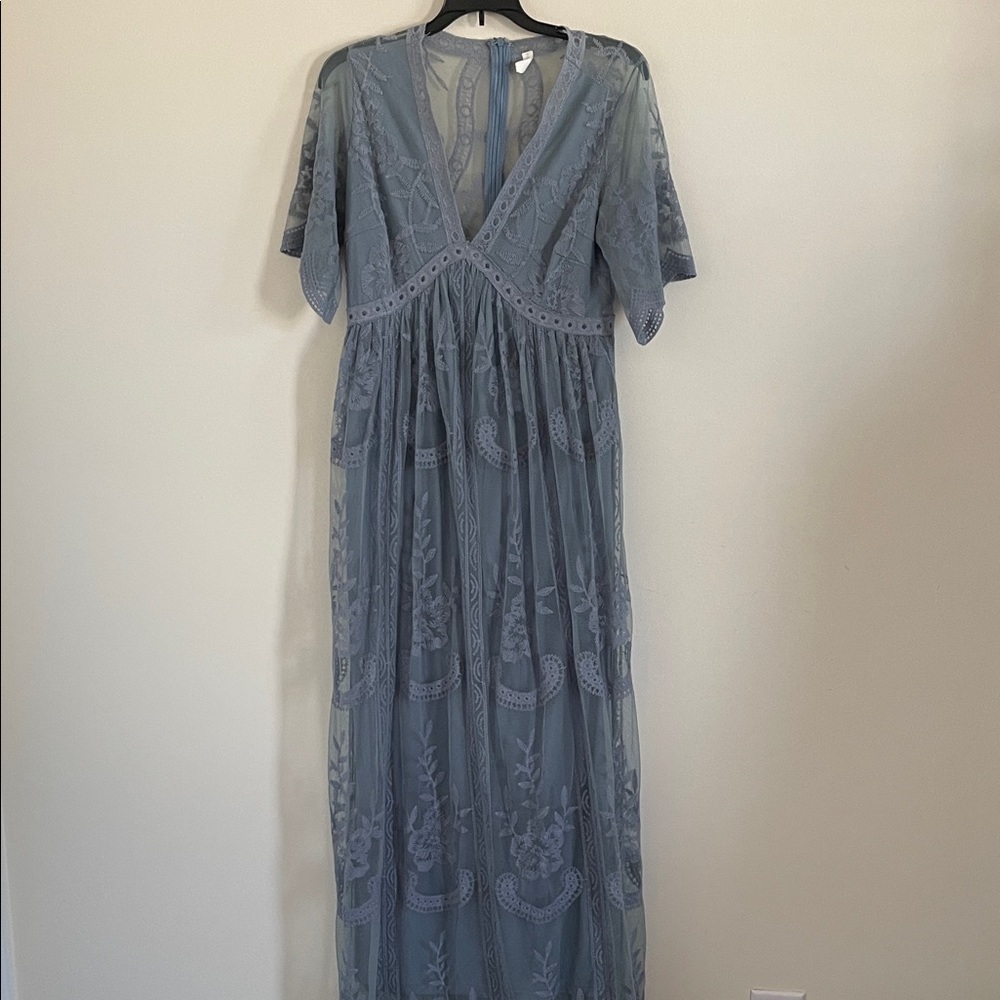 Pink Blush Blue Lace Dress